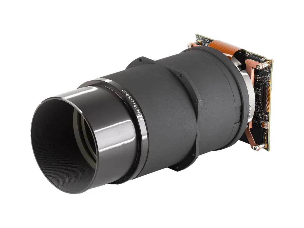 Chromar C285 f/3.4 compact catadioptric space lens, 285 mm, in orbit
