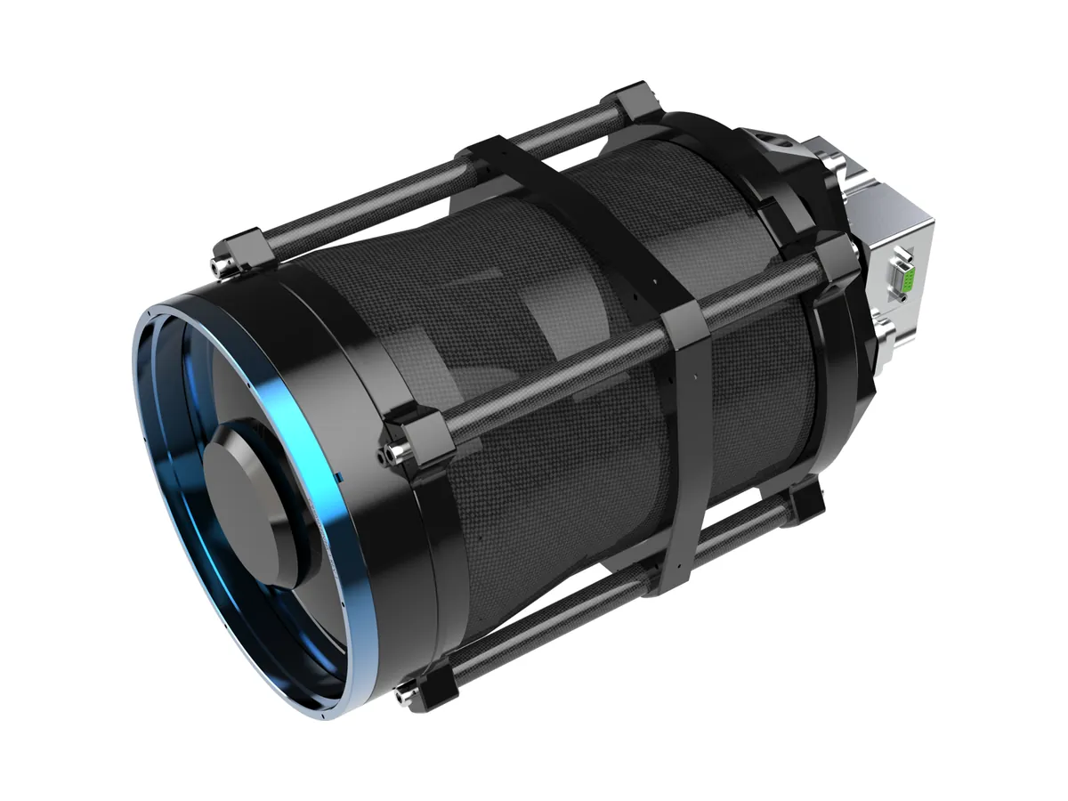 Chromar C950 Pluto, Kuiper series catadioptric telescope for Earth-observation satellites, render